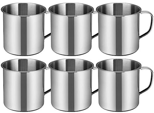 BESTonZON 6PCS Unbreakable Mugs Children, Stainless Steel Coffee Cup with Handle, Camping Coffee Mugs Kindergarten Stainless Steel Water Mugs, Camping Mugs for Outdoor Party