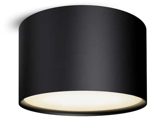 SSC-LUXon Deckenspot PIATO schwarz flach rund - pulverbeschichtete Aufbauleuchte LED 230V - Design Deckenleuchte warmweiß 6W
