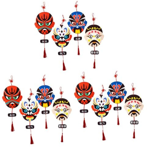 ABOOFAN 12 Pièces Accessoires d'opéra de pékin - Masques faciaux Fournitures de Masques faciaux Charme Feng Shui Chinois pendentifs Masques faciaux Masques faciaux faveurs