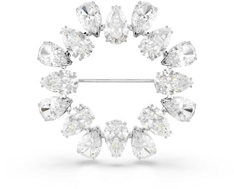 Swarovski Matrix Brosche, Tropfenschliff, Weiß, Rhodiniert
