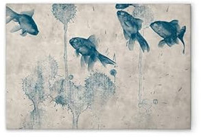 A.S. Création Leinwandbild Fische Gemälde - Wandbild in Creme, Blau - 75 x 50 cm - DD132020
