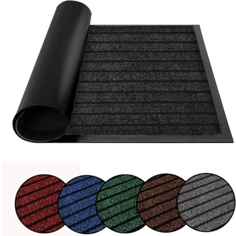 ZIYA HOMES Black Door Mat 45x75cm Mats Indoor & Outdoor Heavy Duty Floor Mat - Non Slip Rubber Back - Dirt Trapper Door Mat - Washable Doormats Rug, Barrier Mat Super Absorbent Front Doormat