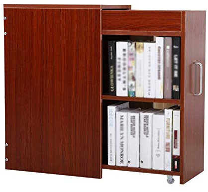 Small Bookcase with Drawer and Door Modern Bookshelf Locker in