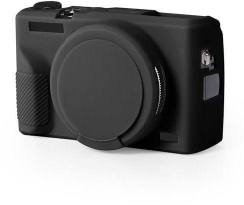 Étui pour Canon G7X Mark III Étui, Étui en Silicone avec Couvercle d'Objectif Amovible Étui de Protection Souple Résistant Aux Rayures Accessoires pour Appareil Photo (Noir)