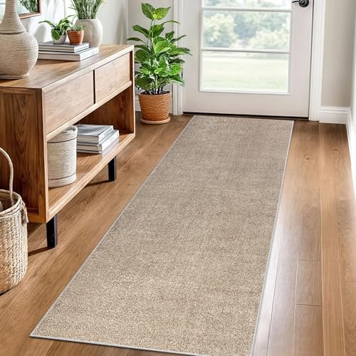 Teppich Läufer Flur Küche rutschfest Küchenteppich 90 x 200 cm Waschbar Küchenläufer Flurteppich Fußmatte Flur Runner Teppiche Korridor Teppich Eingangsteppich Teppichläufer für Entryway Küche Beige