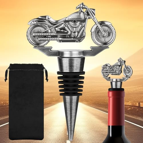 LKKCHER Bouchon de bouteille de vin de moto, cadeaux de moto, économiseur de vin, bouchons de vin pour bouteilles de vin, accessoires de vin, cadeau de fête des pères, cadeaux de Noël, cadeaux de vin