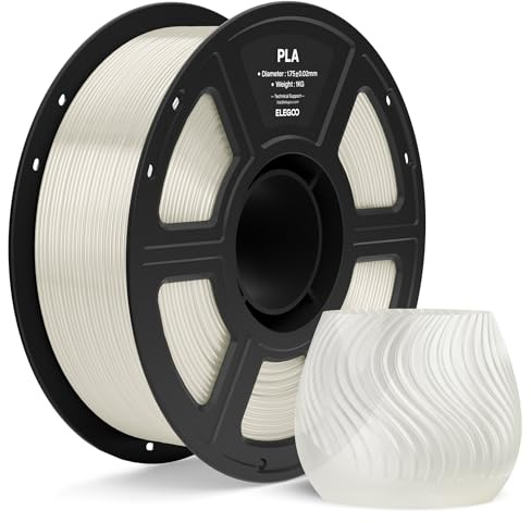ELEGOO PLA Filament 1,75mm Durchscheinend 1KG, 3D Drucker Filament PLA | Maßgenauigkeit +/- 0,02mm, 1kg Kunststoffspule (2.2lbs), Sauber Gewickelte, Vakuumverpackung für Meisten FDM 3D Drucker