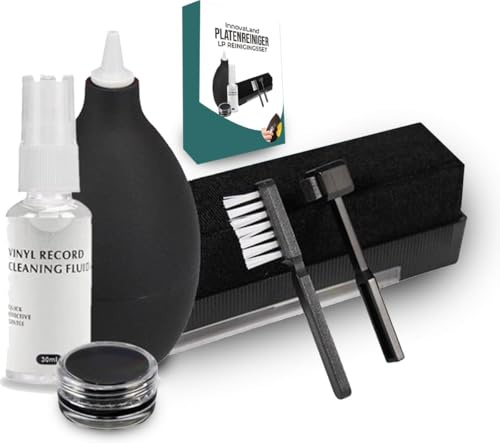Innovaland - Plattenbürste - 6 in 1 Set - Vinyl - Plattenreiniger - LP - Pinsel - Reiniger - Reinigungsset - Reinigungsset - Nadelbürste - Plattenspieler - Antistatisch