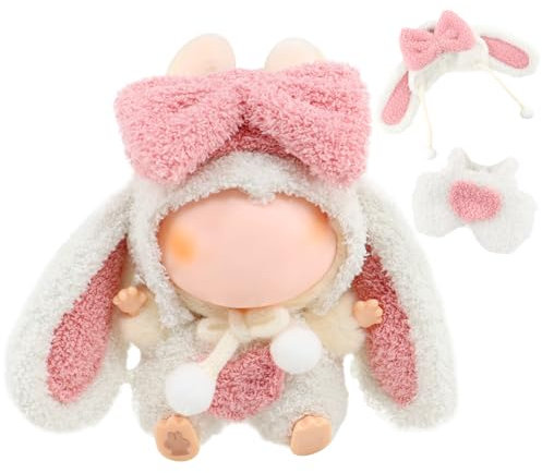Bekleidungs zubehör 2-Teilig für 17cm, Mini Puppenkleidung Für Figur, Zubehör Set Für Stoffpuppe, Kuscheltier Kleidung Outfit nur, Weihnachten & Geburtstag (Häschenohren Set)