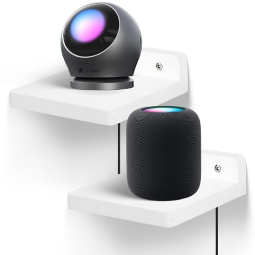 FURAOMEILI Small Floating Shelf for Wall,5 Inch Wall shelf Set of 2,Mini Speaker, Baby Monitor,Cameras，Figurines Display Stand, for Bedroom, Gaming Room, Living Room, Office(White)