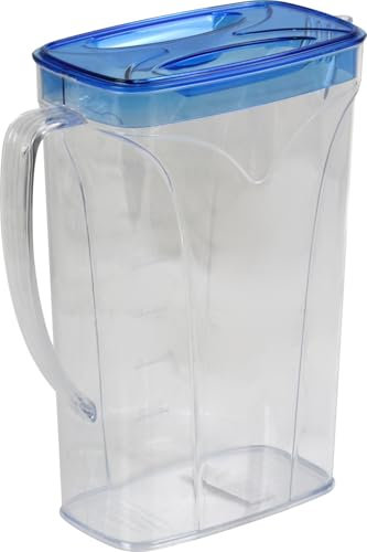 Aqua Crystal Clear Plastic Fridge Jug 2L with Coloured Lid (Blue)