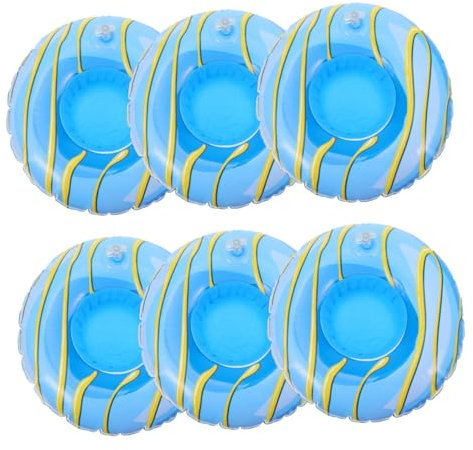 BESPORTBLE 6pcs Poolside Cup Holders Inflating Sturdy Pvc Drink Holders Floating Cup for Beach Party