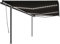 Manuelle Gelenkarmmarkise mit LED Beleuchtung für Terrasse, UV-Schutz, Wasserdicht, Anthrazit, 6x3 m