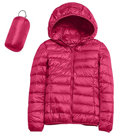 QIUhhpuy Doudoune Légère a Capuche Femme Duvet Veste Doudoune à Capuche Courte Manteau Matelassée Pliable Blouson Doudounes Legeres Courtes Mi Saison Hiver