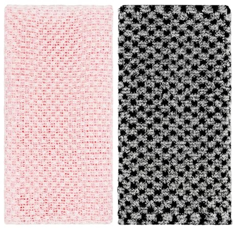 2 Piezas Exfoliante Corporal Toallas, Paño Exfoliante Japonés para la Espalda, Estropajo de Espalda para la Ducha para Baño Sauna Esponja Corporal para Mujeres y Hombres(Negro, Rosa)