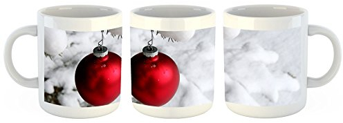 Unified Distribution Weihnachtskugel Schnee - Tasse mit Motiv Bedruckt, 300ml C-Henkel. Tolles Geschenk für Büro, Küche, Geburtstag, Ihre Neue Lieblingstasse zum Frühstück