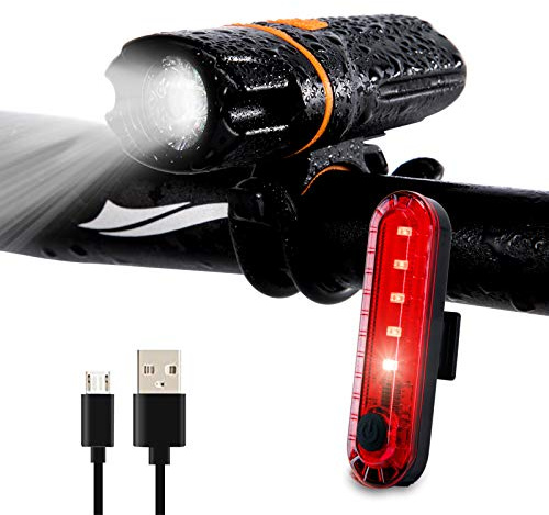 Wastou Bike Light Set, Super Bright Bike Front Light 1200 Lumen, IPX6 Waterproof Bicycle Lights USB Rechargeable (USB Cable Included), Safety & Easy Mount bike lights front and back Fits All Bicycles