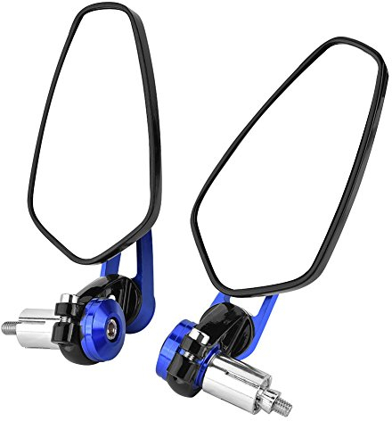 Keenso Motorrad Lenkerendenspiegel, Universal Motorrad 22mm Lenker Rückspiegel Aluminiumlegierung Lenkerendenspiegel Seitenspiegel 360 Gard Rotation(Blau)