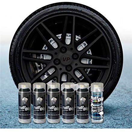 FULL DIP Pack Llantas Vinilo LIQUIDO 5 Sprays Negro Brillo