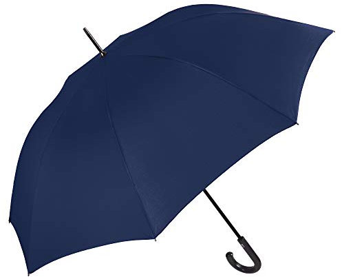 PERLETTI Ombrello da golf, da uomo, ragazzo, grande e resistente al vento, con apertura automatica, lungo ombrello, tinta unita e leggero, con struttura in fibra di vetro, diametro 120 cm, Blu,
