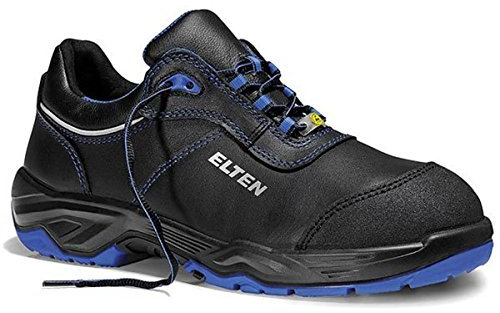 ELTEN Sicherheitsschuhe Reaction Blue Low ESD S3S, Damen und Herren, Leder, Stahlkappe, leicht, robust 47, Schwarz-Blau
