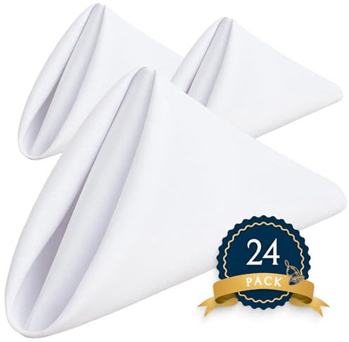 Wealuxe Stoffservietten, 43,2 x 43,2 cm, Weiß, 24 Stück