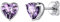 Suplight Clous d'oreilles Argent 925 pour Femme Fille Boucle d'oreille Coeur avec Améthyste de Synthèse Bijou Minimaliste Pierre de Mois Février