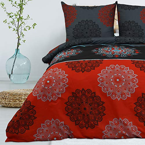 Buymax Bettwäsche 155x220 cm – Bettwäsche Set 2-teilig 155 x 220 cm, Renforcé 100% Baumwolle, Bettbezug mit 1 Kissenbezug 80x80 cm, Oeko-TEX, Reißverschluss, weich und atmungsaktiv