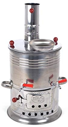 Samovar Bouilloire à thé turc Semaver charbon et bois Chauffe-eau pour camping, pique-nique, chasse, randonnée, yachting Double robinet