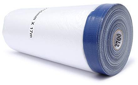gws 1 Rolle Abdeckfolie für Maler- und Gipsarbeiten, Malerfolie mit Klebeband, Maskerband mit starker Haftung & einfach entfernbar 2700mm x 16m