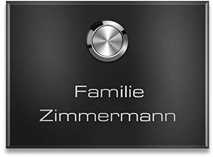 Metzler Funkklingel aus Edelstahl - Kabellos & UV-beständig - hohe Reichweite - Edelstahl Türklingel in Schwarz - Gravur optional (1 Taster)