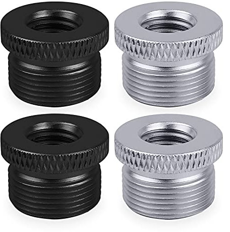 Frgyee Schraubgewinde-Adapter, 1,6 cm Stecker auf 0,95 cm Buchse, Mikrofonschraube für blaue Yeti/Blue Snowball/Blue Yeti X-Mikrofonständerhalterung von Frgyee (Schwarz und Silber), 4 Stück