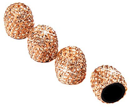 ihreesy Bling Bling Reifen Ventilkappen,4 Stück Universal Ventildeckel Strass Kristall Staubdichte Reifenventilkappen Ventildeckel Reifenstaubkappen für LKW Motorräder Fahrräder,Gold