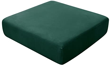BXFUL Sofa-Sitzkissenbezüge, Sofakissen-Bezüge Stretch-Samt, Couchkissen-Bezüge Ersatz für individuelle Kissen mit elastischem Stoff (Großer 1-Sitzer,Dunkelgrün)