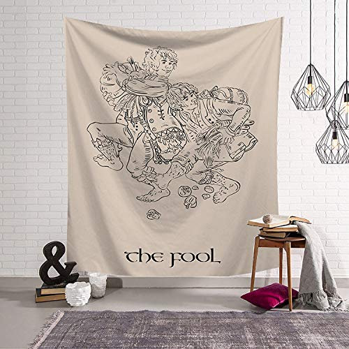 Wandteppich,Trippy Tarot Flagge Der Narr Zwei Männer Mittelalterliches Europa Astrologie Wahrsagerei Wandteppiche Hippie Psychedelische Vintage Wandbehang Dekoration Ästhetisches Dekor Für Schlaf