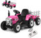 GOPLUS Tracteur Electrique Enfants avec Remorque 12V, Phare à LED et Musique, Voiture Electrique Enfants avec Télécommande Parental pour Enfants 3 Ans+, Charge Max 30KG(Rose)