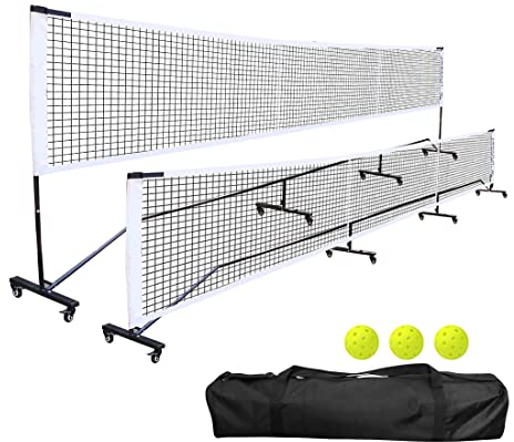 VANCL Badminton-Netz mit beweglichen Rädern, Robustes Luxus-Pickleball-Netzsystem für Auffahrt, verstellbares Pickleball-Netz aus robustem Nylon, tragbares Pickleball-Netz für den Außenbereich