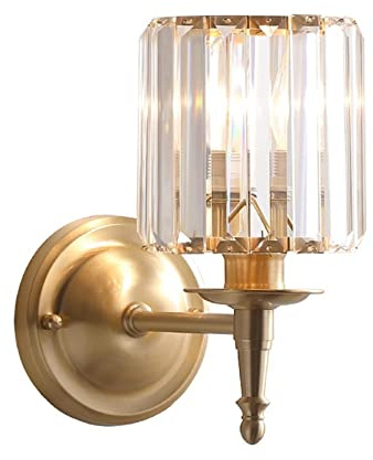 WFZRXFC Antik Messing Farbe E14 Kristall Wandleuchte Europäische Einfache Wandleuchte Kerze Wandleuchte Innendekoration Leuchte Moderne Goldbeleuchtung Für Wohnzimmer Esszimmer Bett Veranda