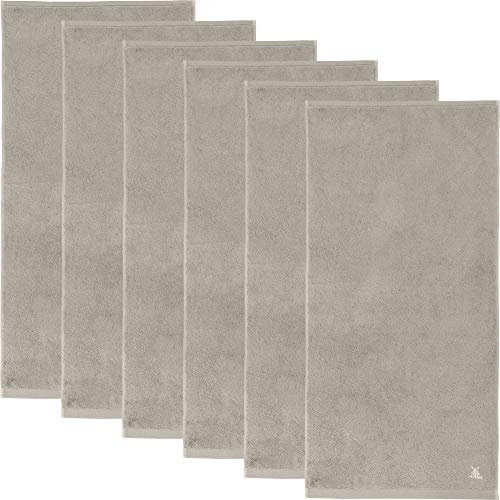 Erwin Müller Handtuch 6er-Pack, Serie Heidenheim, 100% Baumwolle -Stein Größe 50x100 cm - schnell trocknend und extra saugstark, praktisch durch beidseitige Schlaufen