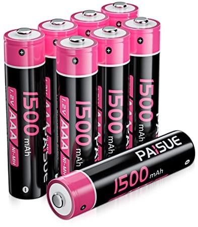 AAA Rechargeable Batteries, 1500 mAh High Capacity Durable Power AAA Batteries 1.2 V NI-MH Low Self Discharge Triple A Battery for TV Remote Control, Household and Office Devices (Pack of 8)