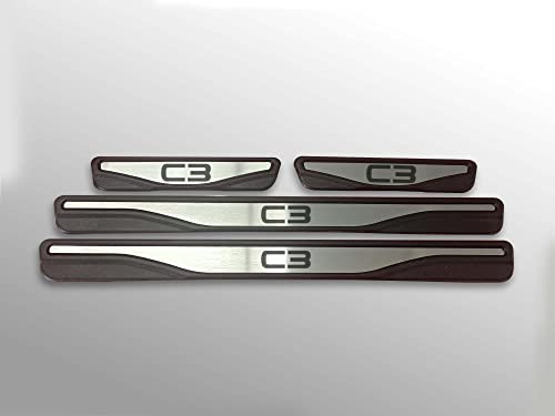 Grille de seuil de porte chromée 4 portes en acier inoxydable pour Citroën C3
