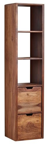 FineBuy Wandregal mit Schubladen 35x150x30 cm Sheesham Massivholz Hängeregal, Großes Design Schweberegal Modern, Regal Hängend Wohnzimmer, Bücherregal Wand Schwebend