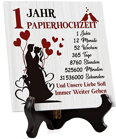 Vetbuosa 1. Hochzeitstag Geschenke für Paare, gravierte Acryltafel, 1. Hochzeitstag Geschenke für ihn ihr, 1. Hochzeitstag Geschenke für Ehemann Frau Frauen Männer, Weihnachtsgeschenke