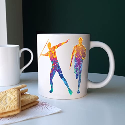 Purely Home Extra Large Big Athletics Mug Themed Abstract Paint Effect - Jumbo White Coffee/Tea Gift for Sports Lovers