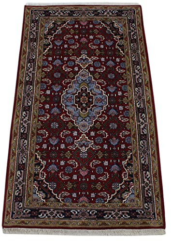 Bidjar Handgeknüpft Teppich 100% Wolle Rot Blau 111x200 cm Orientteppich D14
