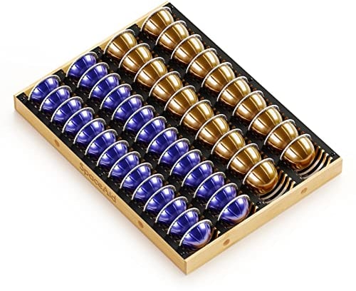 SpaceAid Coffee Pod Holder Drawer Organizer for Nespresso Vertuo Capsule, Bamboo Holder Tray Storage for Nespresso Vertuo, Compatible with 40 Big or 52 Small Vertuoline Pods (Drawer Insert)