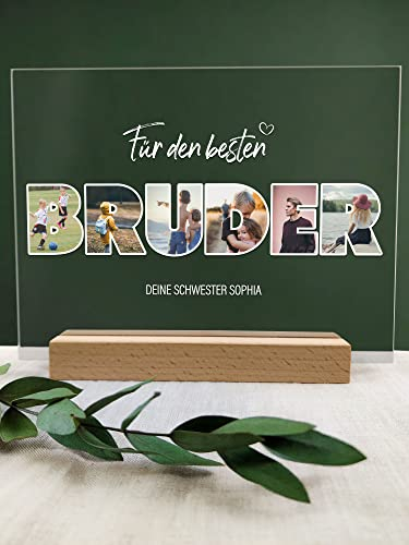 Bruder Geschenk Acryltafel Foto Geschenk - Personalisierte Geschenke, Familien Geschenk, persönliches Geschenk, Fotoalbum aus Glas, Fotogeschenke, Eigenes Foto, die schönsten Bruder Geschenke