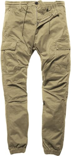 Vintage Industries Vince Cargo Jogger Hose, dunkles khaki, 33