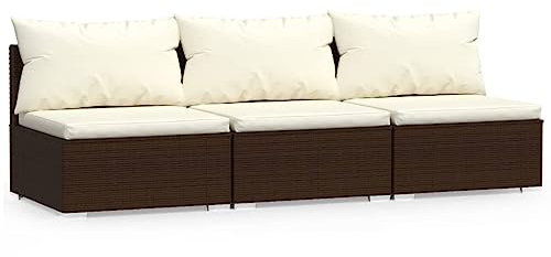 Bussandri Exclusive - Dreisitzer-Sofa mit Kissen Polyrattan braun