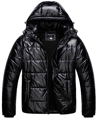 CREATMO US Herren Big and Tall Winter Puffer Jacke Wasserdicht Bubble Coat Puffy Ski Parka mit Kapuze